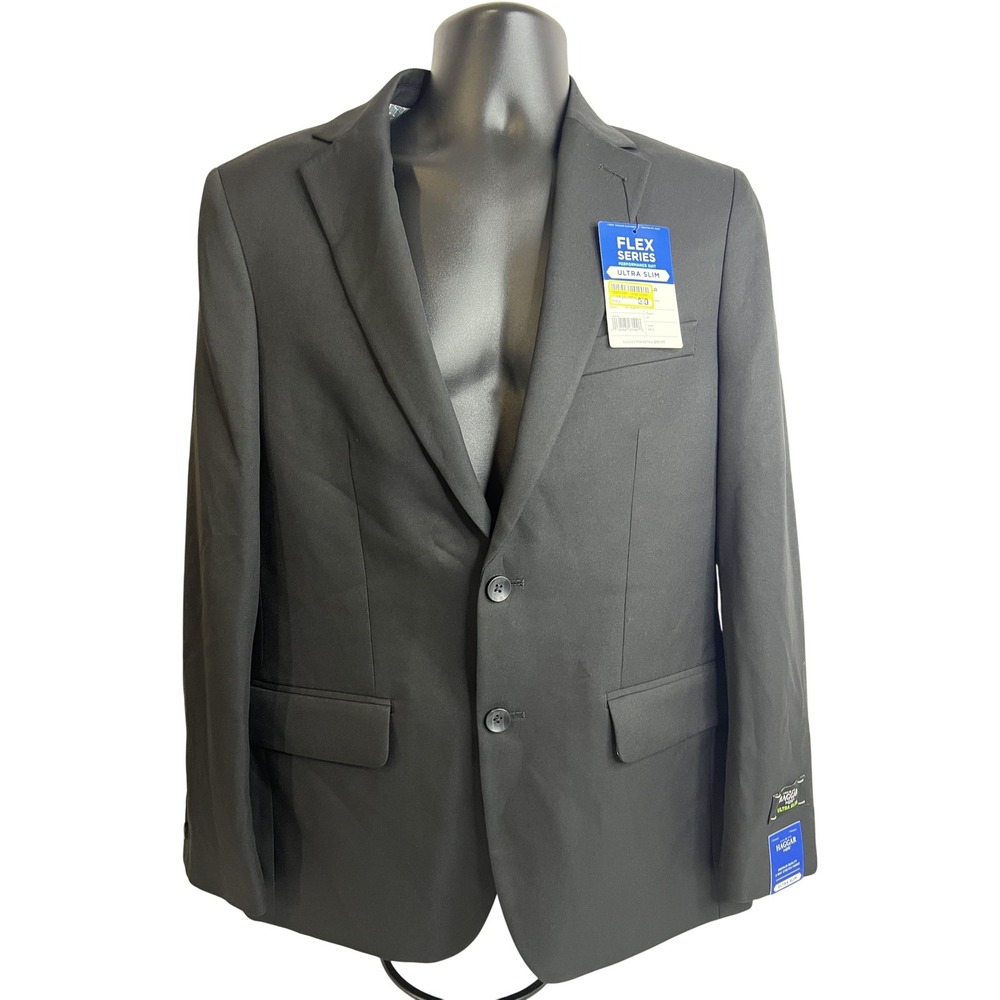 Haggar Flex Series Performance Suit Jacket Mens 40R Black Ultra Slim Blazer New